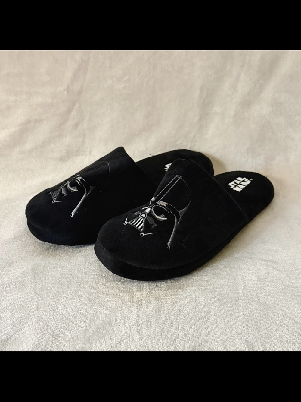 Star Wars Black Darth Vader Slip-On Plush Slippers size 12/13 US